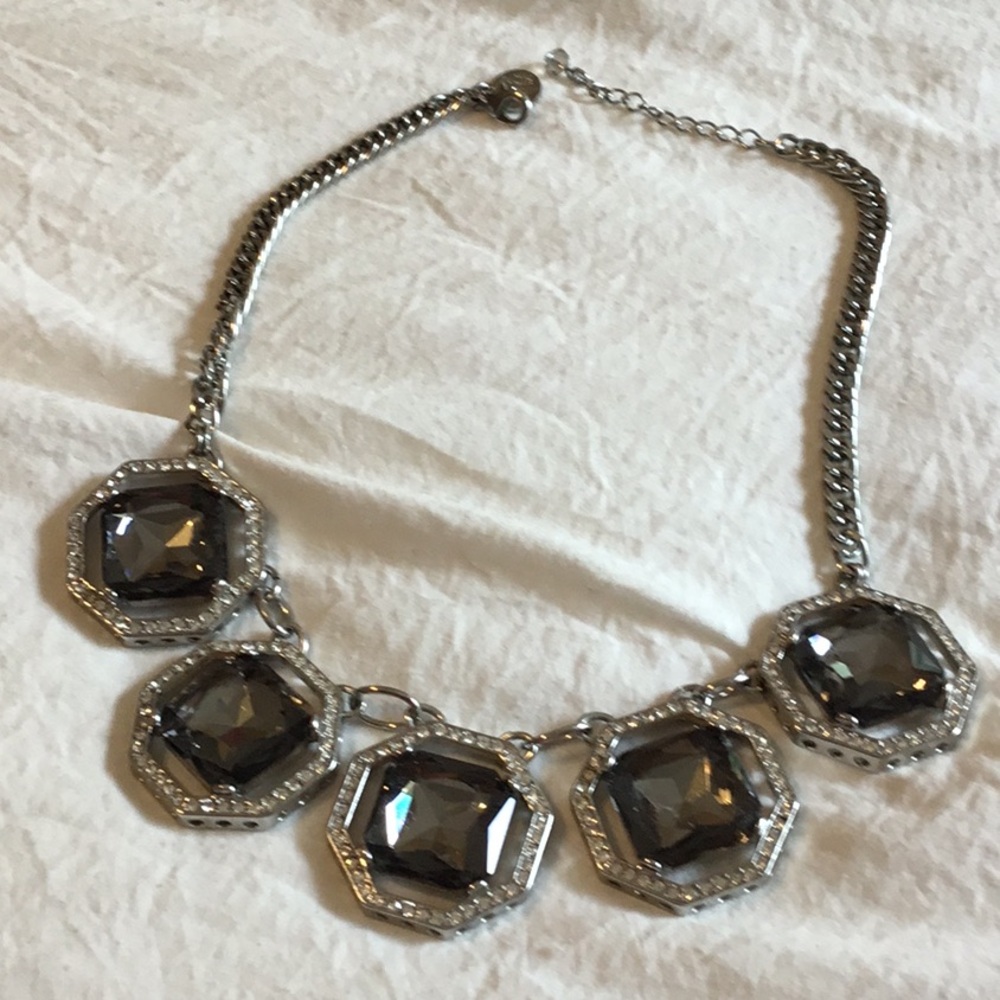 WHBM gray and silver statement necklace! 16 inches